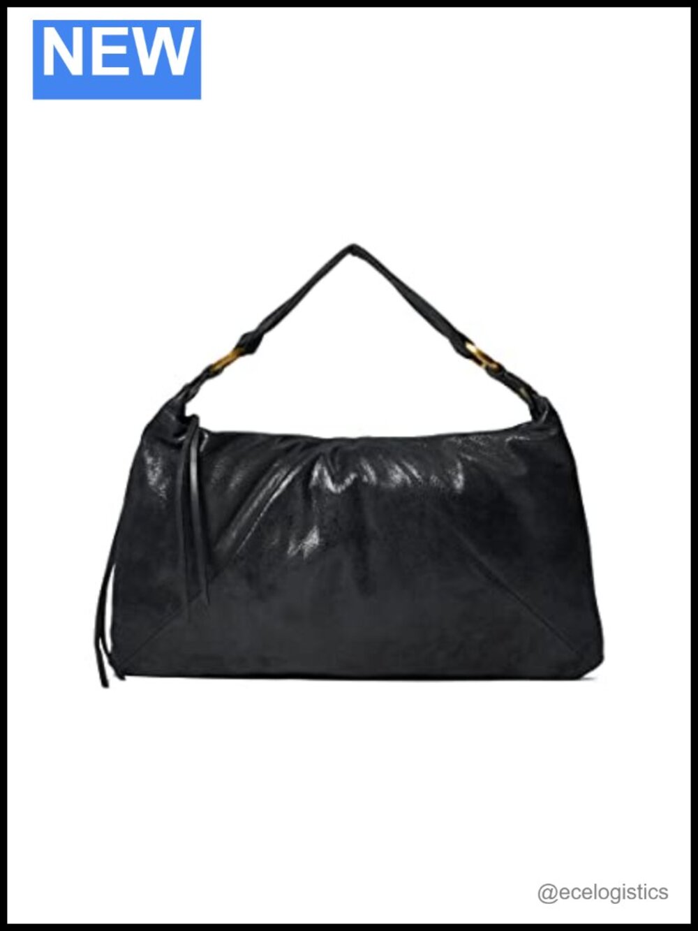 Premium Leather Hobo Shoulder Handbag w/ Zip Pockets